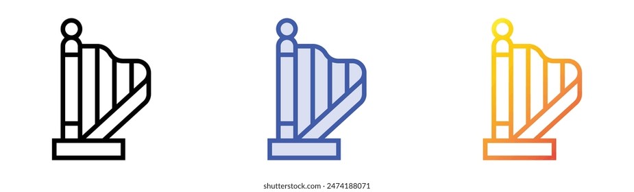 harp icon. Linear, Blue Fill and Gradient Style Design Isolated On White Background