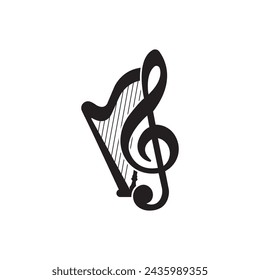 Harp icon, logo vector illustration design template