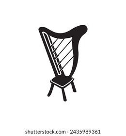 Harp icon, logo vector illustration design template