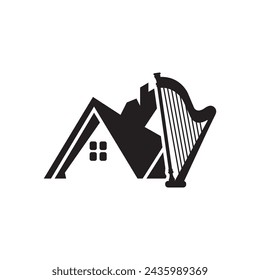 Harp icon, logo vector illustration design template