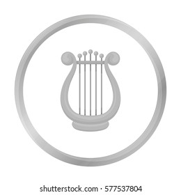 Harp icon in monochrome style isolated on white background. Theater symbol stock vector illustration