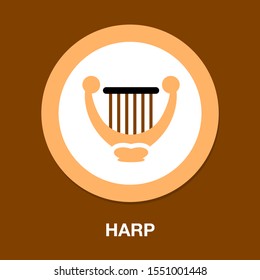 harp icon. music instrument symbol. sound musical harp