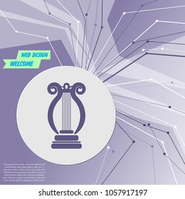 harp icon on purple abstract modern background. The lines in all directions. With room for your advertising. Vector illustration