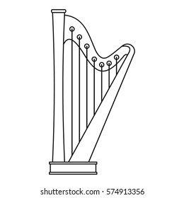 Harp icon. Outline illustration of harp vector icon for web