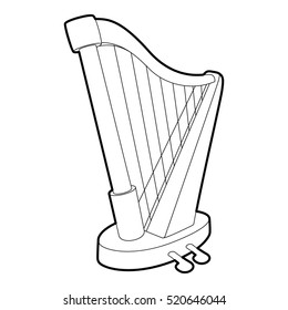 Harp icon. Outline isometric illustration of harp vector icon for web