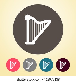 Harp Icon in round shape. 