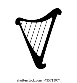 Harp icon silhouette isolated on white background