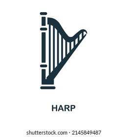 Harp icon. Simple element from musical instruments collection. Creative Harp icon for web design, templates, infographics and more