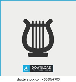 harp icon. Simple filled harp icon. On white background.