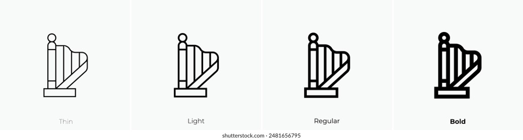 Icono de arpa. Diseño de estilo fino, ligero, regular y audaz aislado sobre fondo blanco