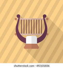 Harp icon , Vector flat long shadow design.