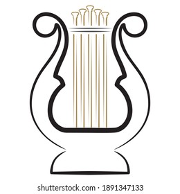 Logotipo del vector de iconos de Harp, Ilustración del vector de iconos de Lyre.