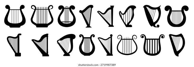 Conjunto de Vector de icono de arpa colección de signo de ilustración de música