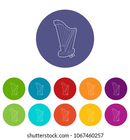 Harp icons color set vector for any web design on white background