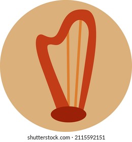 Harp instrument, illustration, vector on a white background.