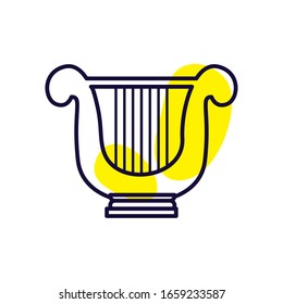 harp instrument line style icon design, Music sound melody song musical art and composition theme Vector illustration