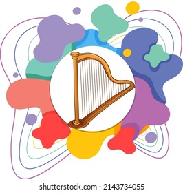 Harp instrument on white background illustration