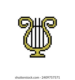 Harp instrument pixel art design vector