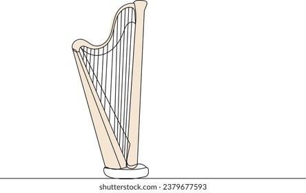 harp, line drawing, sketch isolated vector