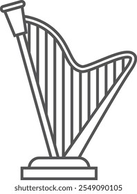 Harp line icon. Ancient classic music instrument