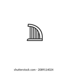 harp line icon, outline vector sign, pixel perfect icon