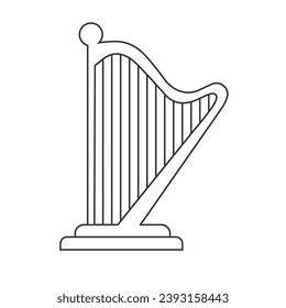 Harp line icon, sign on white background flat vector