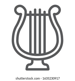 Harp line icon, st patrick's day and music, lyre sign, vector graphics, a linear pattern on a white background, eps 10