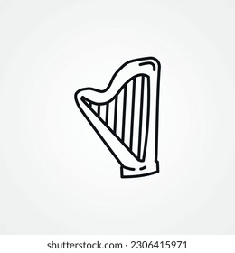 Harp line icon. Harp web linear icon.