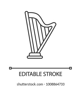 Harp linear icon. Thin line illustration. Contour symbol. Vector isolated outline drawing. Editable stroke