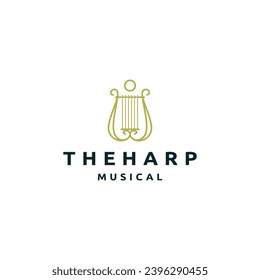 Harp linear logo icon design template