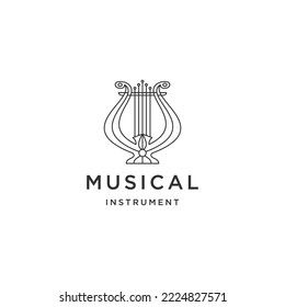 harp lyre icon vector music symbol logo design template