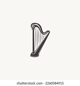 Harp lyre music logo icon vector illustration