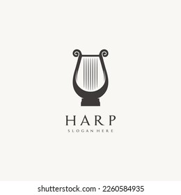 Harp lyre music logo icon vector illustration