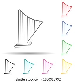 Harp multi color set icon. Simple thin line, outline of theatre icons for ui and ux, website or mobile application