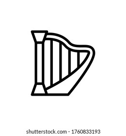 Harp, icono de la línea de concepto de música. Ilustración de elemento simple. Arpa, concepto de música contorno diseño de símbolos de Italia set. Se puede usar para web y móvil