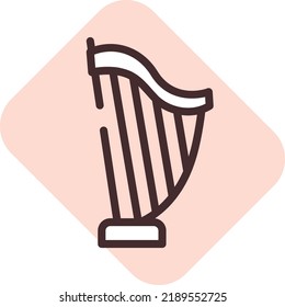 Harp music, illustration, vector on a white background.