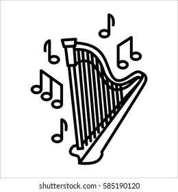 Harp music instrument icon