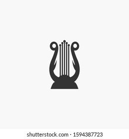 harp music instrument logo vector design template. harp logo, symbol icon.