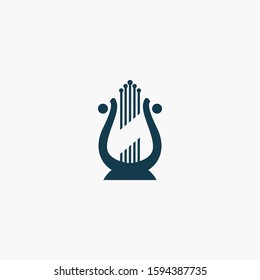 harp music instrument logo vector design template. harp logo, symbol icon.