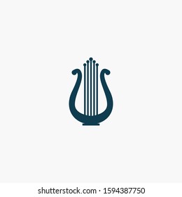 harp music instrument logo vector design template. harp logo, symbol icon.