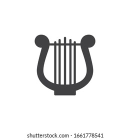 Harp music instrument vector icon. filled flat sign for mobile concept and web design. Lyre music glyph icon. Symbol, logo illustration. Vector graphics