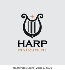 harp music instrumental logo design