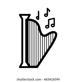 harp music note melody sound icon. Isolated and flat illustration. Vector graphic