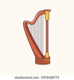 Harp musical instrument, classical musical instrument illustration