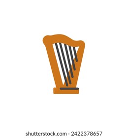 Harp musical instrument flat icon, vector sign, colorful pictogram isolated on white. Symbol, logo illustration. Flat style design