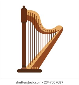 harp musical instrument flat logo icon vector illustration modern design isolated on white background