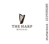 Harp musical instrument logo icon design template flat vector