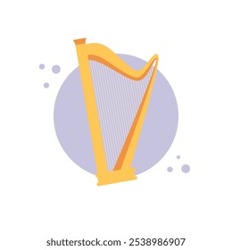 Harp instrumento musical em fundo branco isolado. Ícone Harp. Estilo de desenho animado de ilustração vetorial.