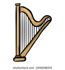 Harp Musical Instrument Vector Doodle Icon