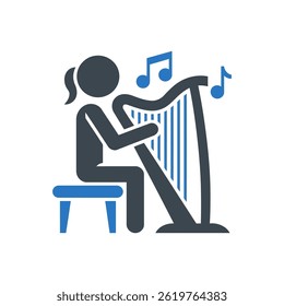 Harp Musical Performance Icon Isolated On White Background